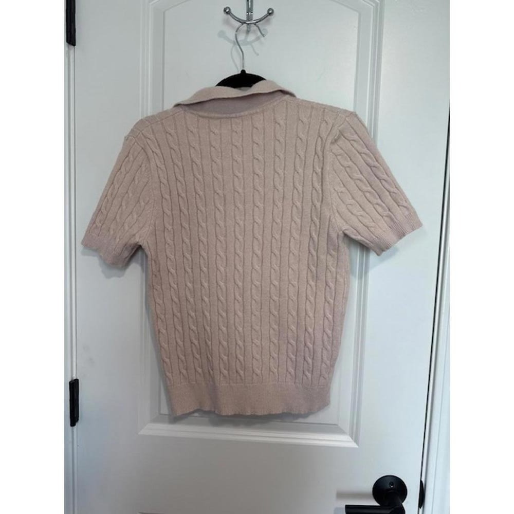 Cable Knit Short Sleeve Polo Sweater - Picture 5 of 5
